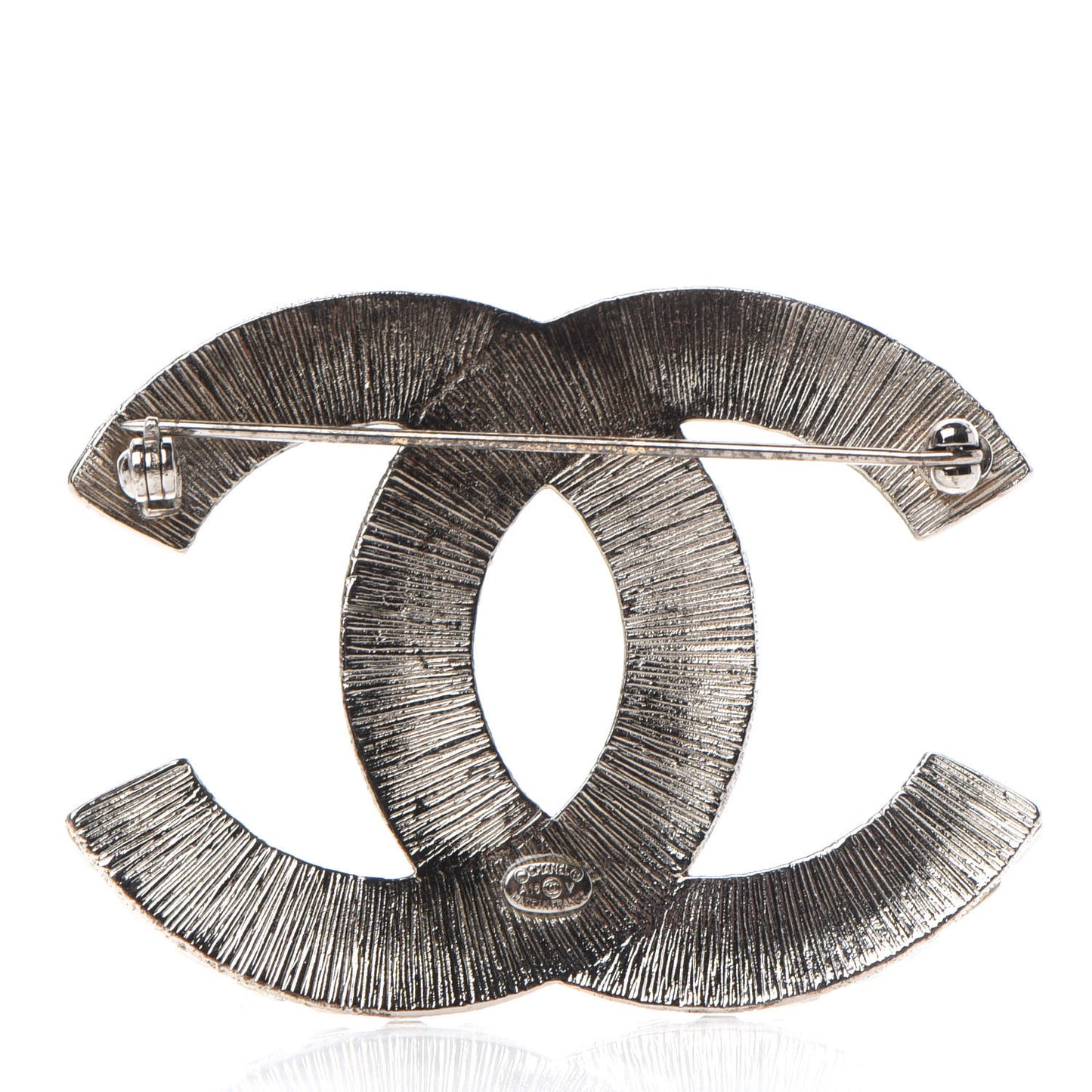 Baguette Crystal CC Brooch Silver