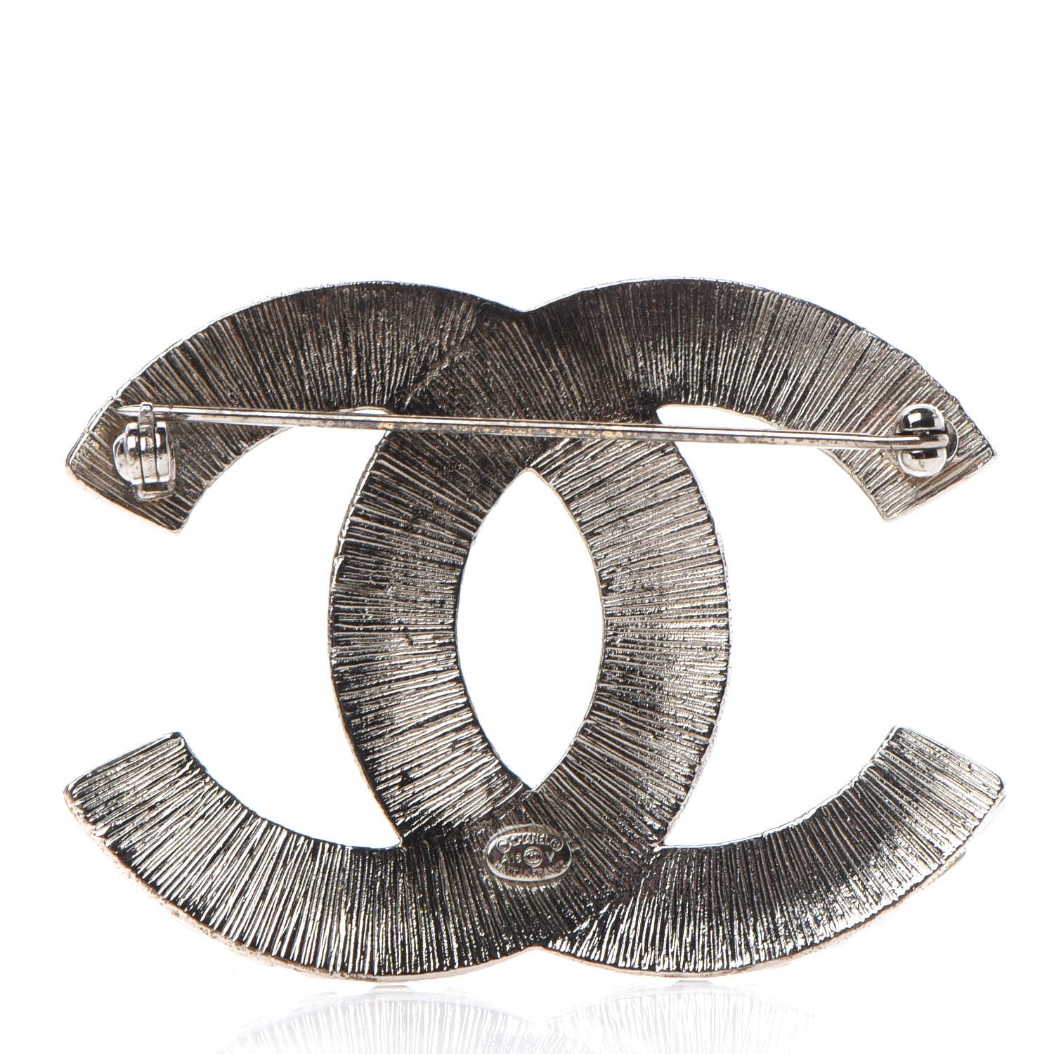 Chanel Baguette Crystal CC Brooch Silver 3 of 5