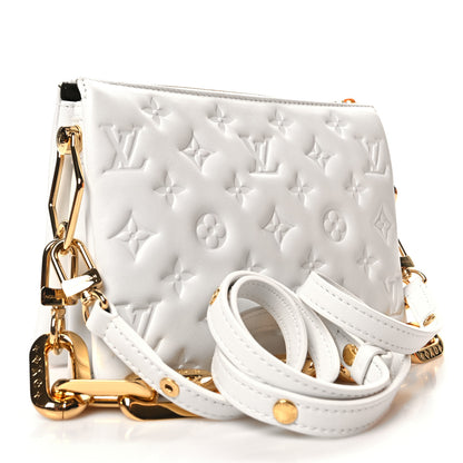 Louis Vuitton Lambskin Embossed Monogram Coussin BB White 3 of 12