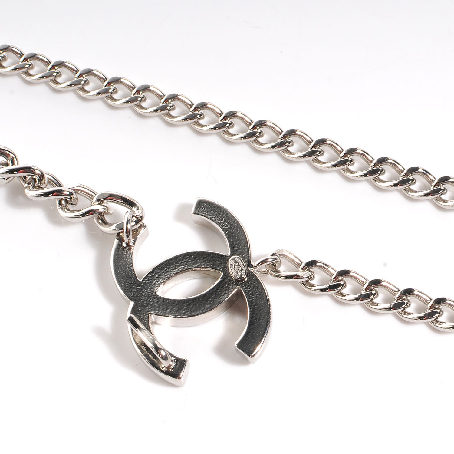 Chanel Enamel CC Chain Logo Belt Silver Black 4 of 5