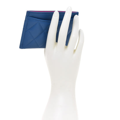 Chanel Lambskin Quilted Card Holder Blue Pink 2 of 9