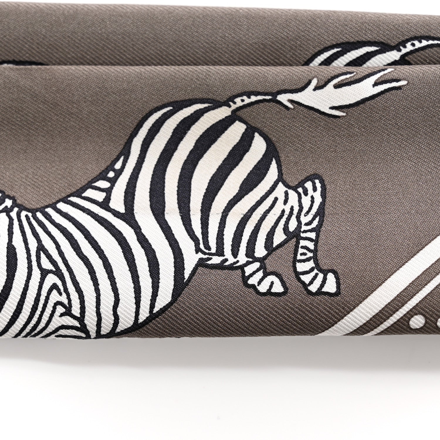 Hermes Silk Les Zebres Twilly Gris Taupe Black White 6 of 7
