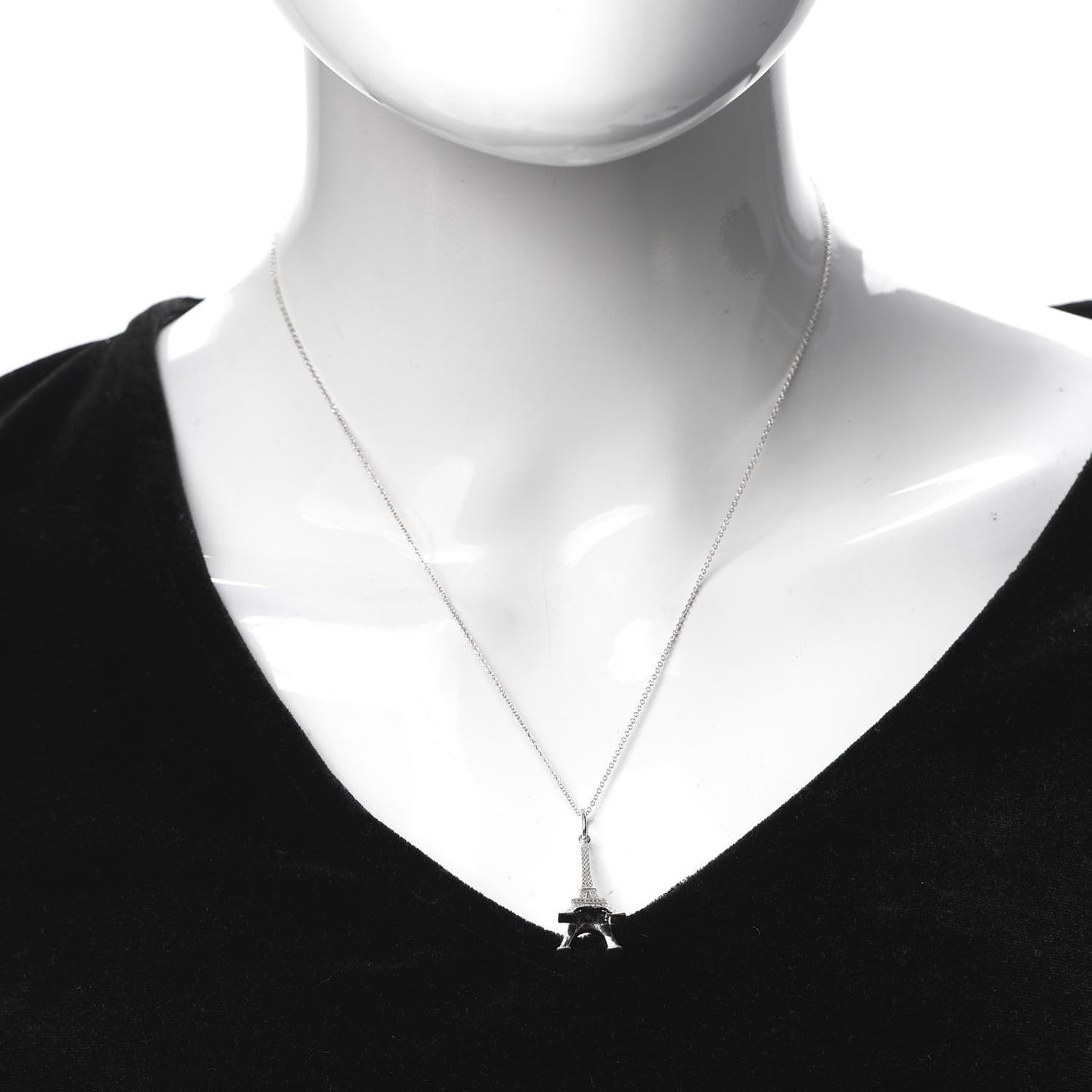 Sterling Silver Eiffel Tower Charm Pendant Necklace