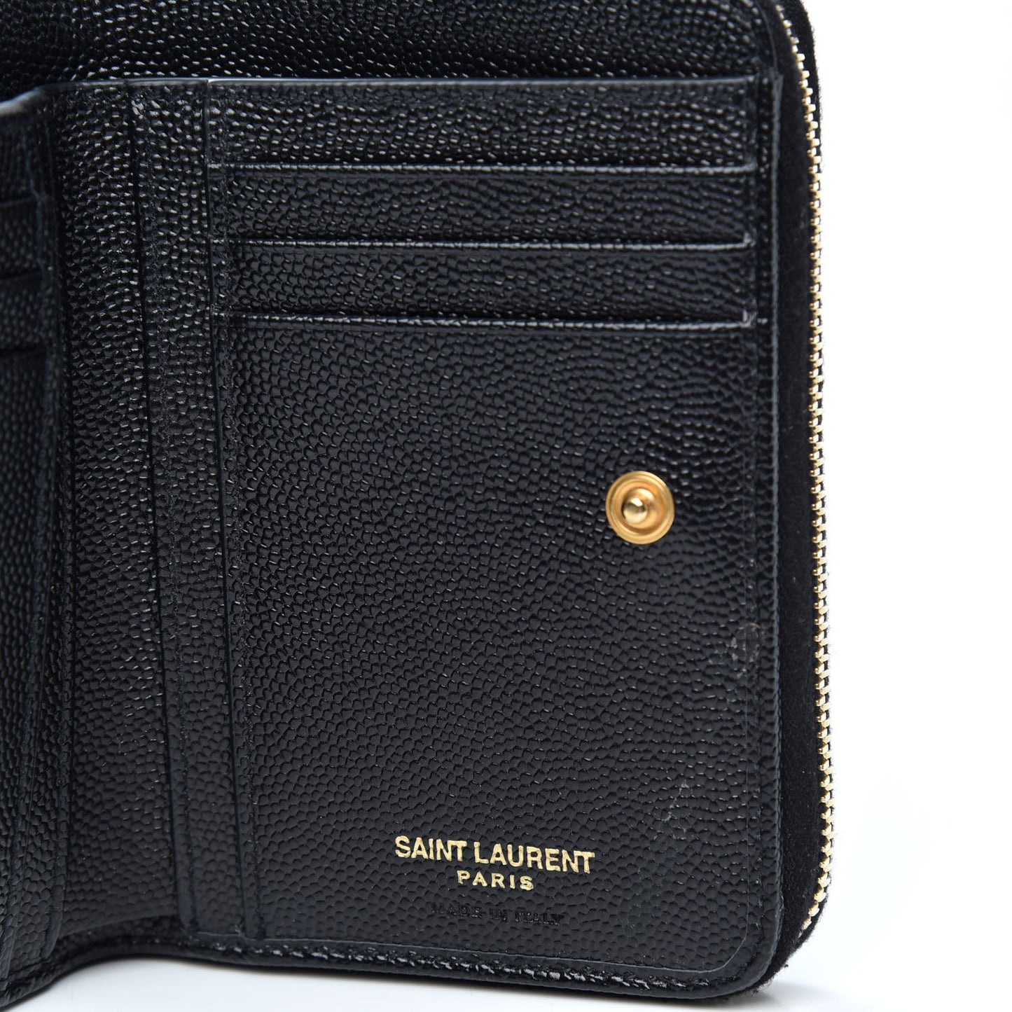 Grain De Poudre Matelasse Chevron Monogram Compact Zip Around Wallet Black
