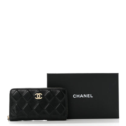 Chanel Calfskin Diamond Quilted Zip Around Wallet Black 10 of 10