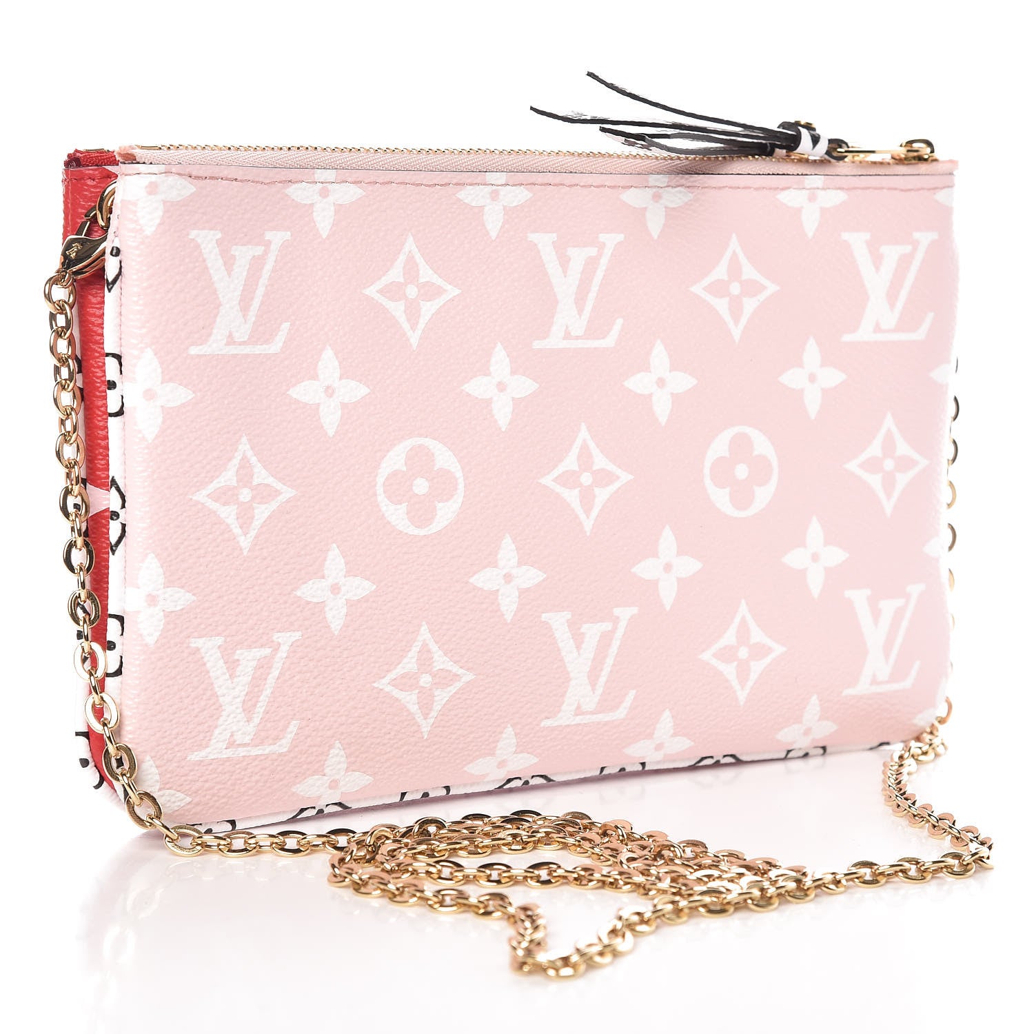 Louis Vuitton Monogram Giant Double Zip Pochette Rouge 3 of 8