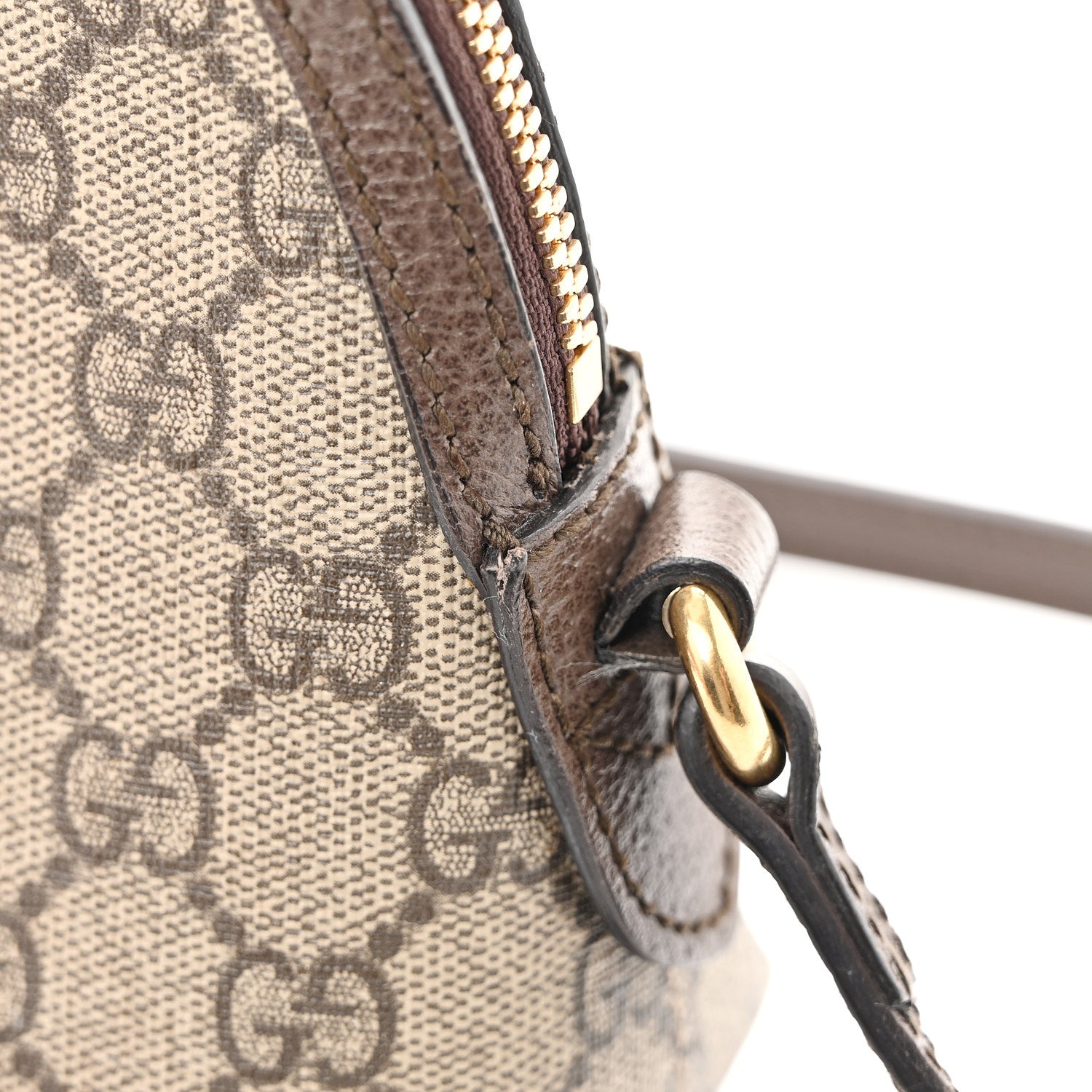 Gucci GG Supreme Monogram Textured Dollar Calfskin Web Small Ophidia Dome Shoulder Bag Beige Ebony New Acero 13 of 13