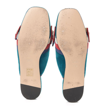 Gucci Softy Velvet Sylvie Bow Slippers 37.5 Pavone 5 of 9