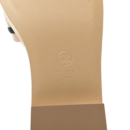 Chanel Lambskin Embroidered Logo Mule 42 Beige Black 6 of 7