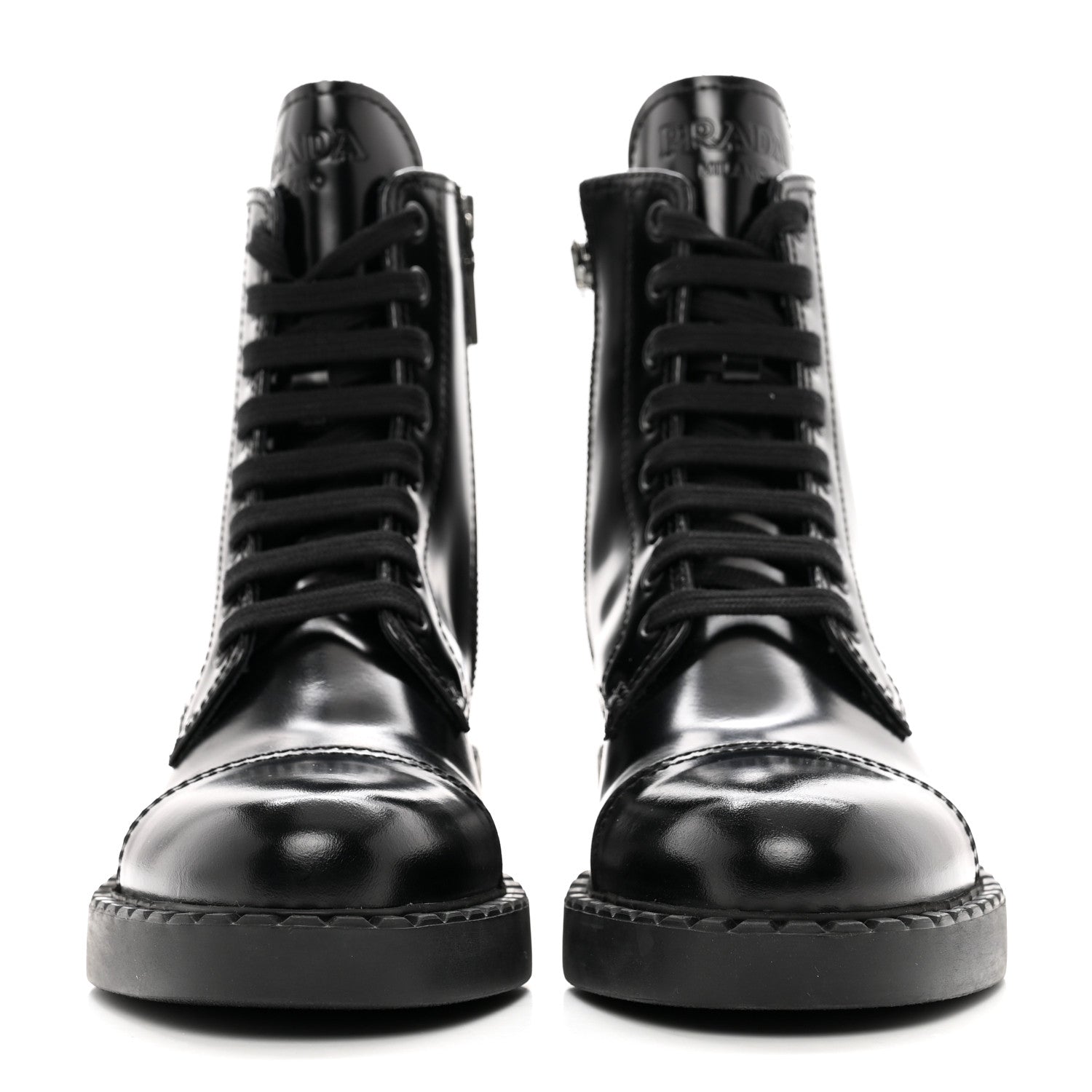 Prada Spazzolato Chocolate 50mm Combat Boots 36 Black 2 of 10