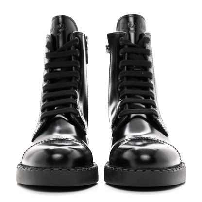 Prada Spazzolato Chocolate 50mm Combat Boots 36 Black 2 of 10