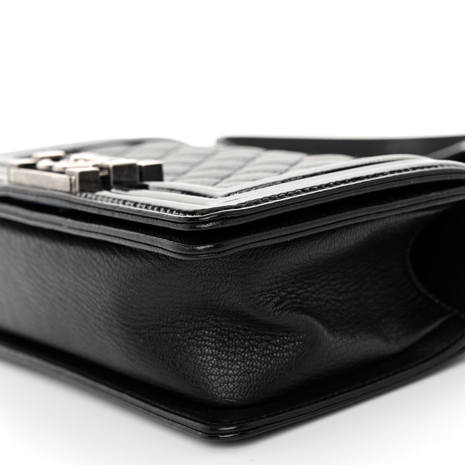 Chanel Goatskin Quilted Patent Small Duo Boy Flap Black 10 of 10