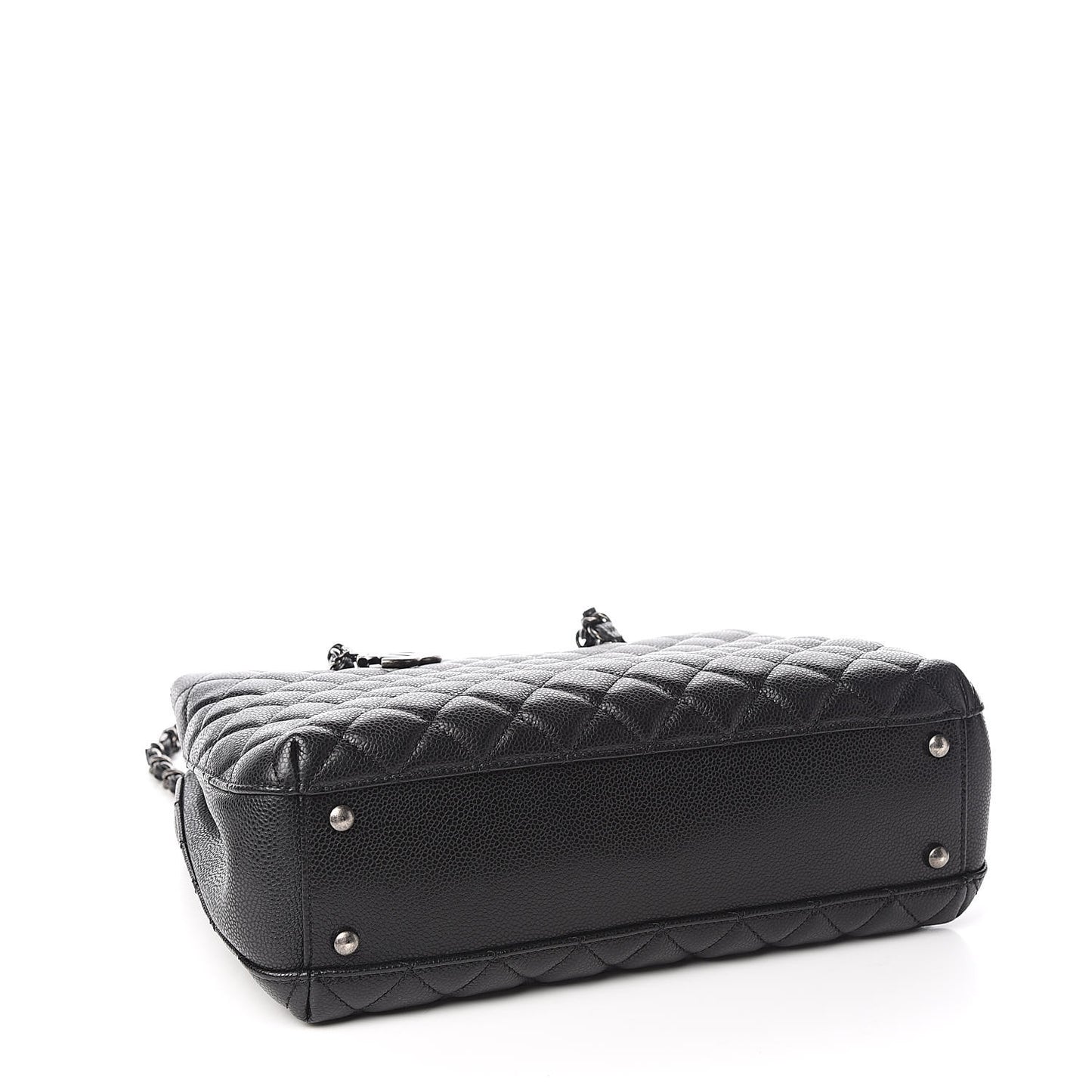 Caviar Quilted Small City Shopping Tote Black