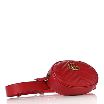 Gucci Calfskin Matelasse GG Marmont Belt Bag 75 30 Hibiscus Red 3 of 14