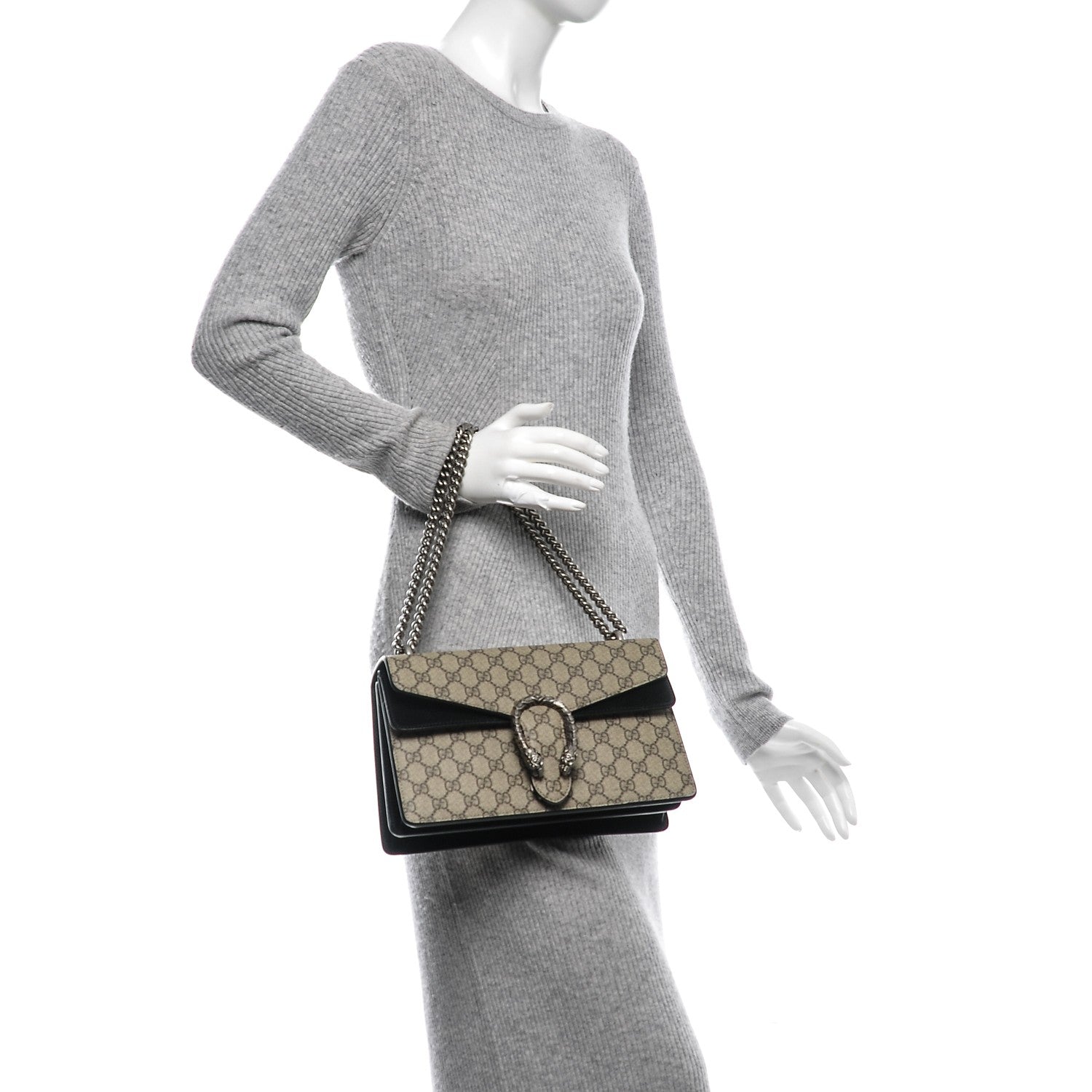 Gucci GG Supreme Monogram Small Dionysus Shoulder Bag Black 2 of 7