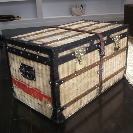 Louis Vuitton Antique Striped Steamer Trunk 2 of 9