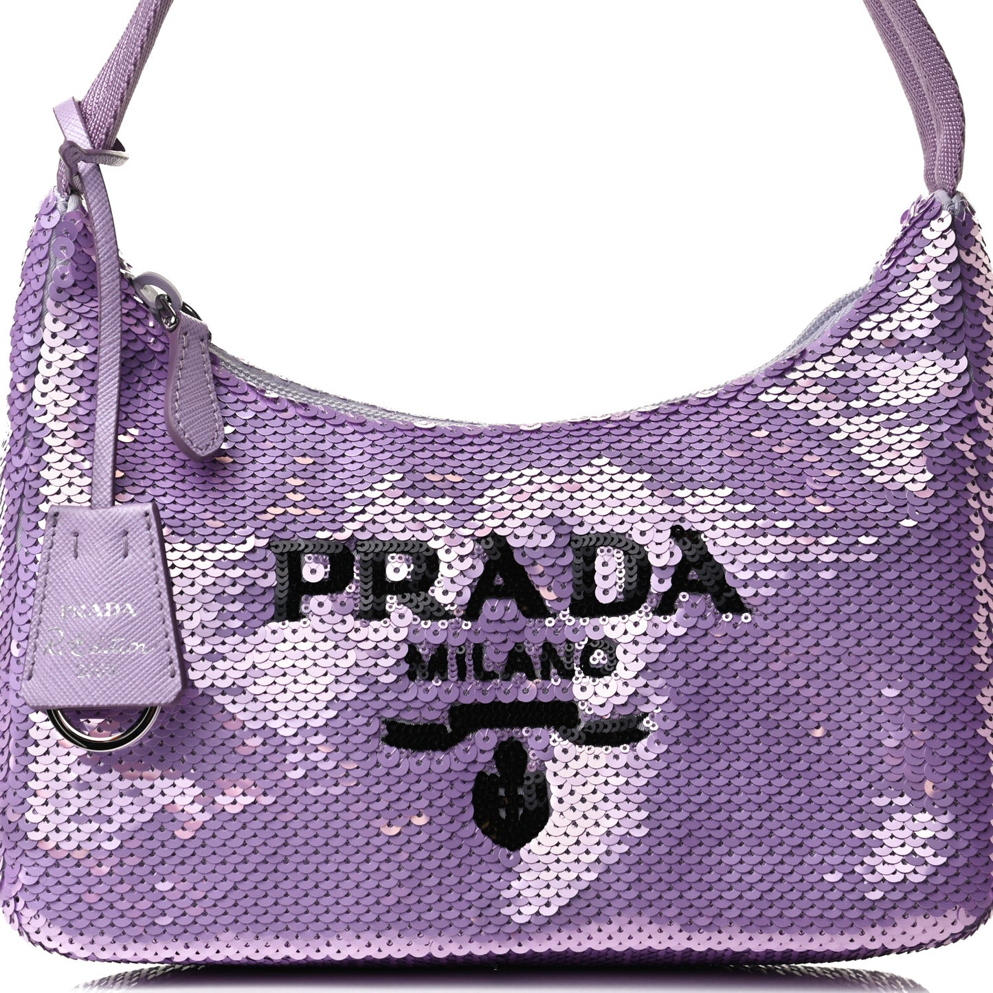 Paillettes Sequin Mini Re-Edition 2000 Bag Lilium Black