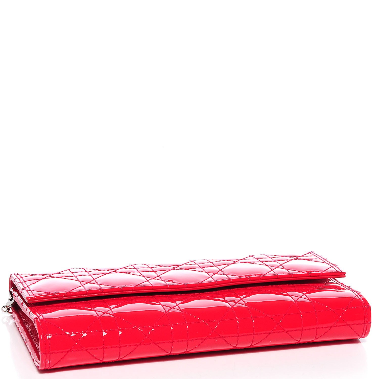 Christian Dior Patent Cannage Rendez-vous Chain Wallet Red 4 of 9