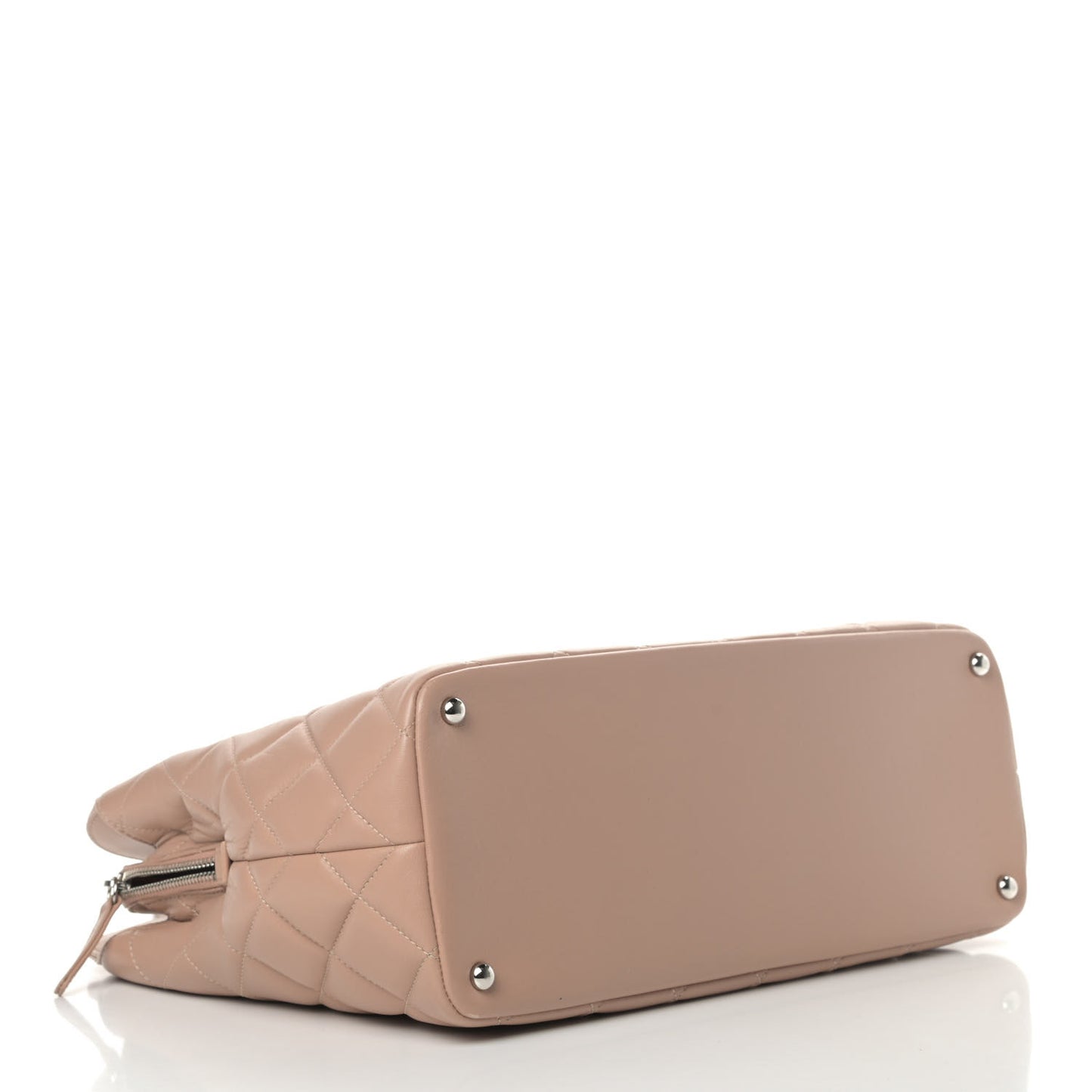 Lambskin Quilted Chic and Soft Shopping Tote Beige