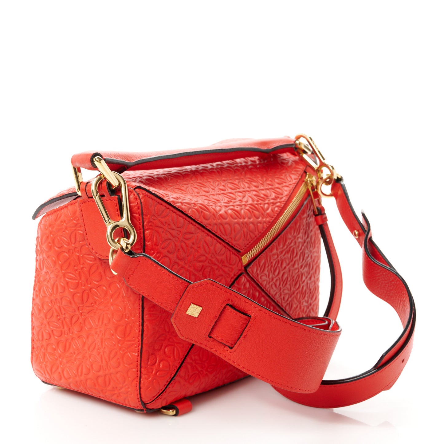 Calfskin Embossed Small Puzzle Bag Red