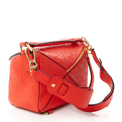 Loewe Calfskin Embossed Small Puzzle Bag Red 4 of 11