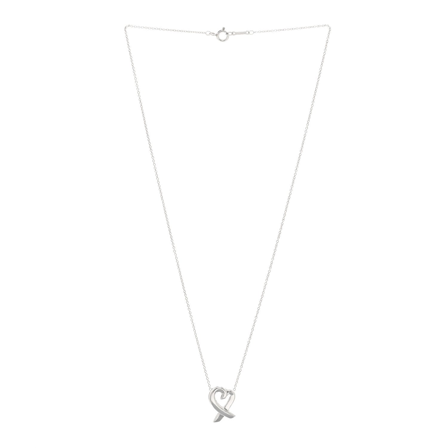 Tiffany Sterling Silver Small Paloma Picasso Loving Heart Pendant Necklace 3 of 4
