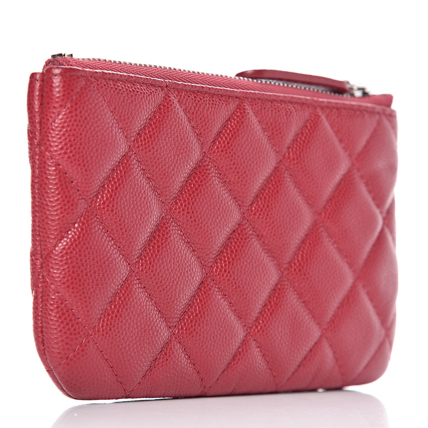 Caviar Quilted Small Cosmetic Case Dark Pink
