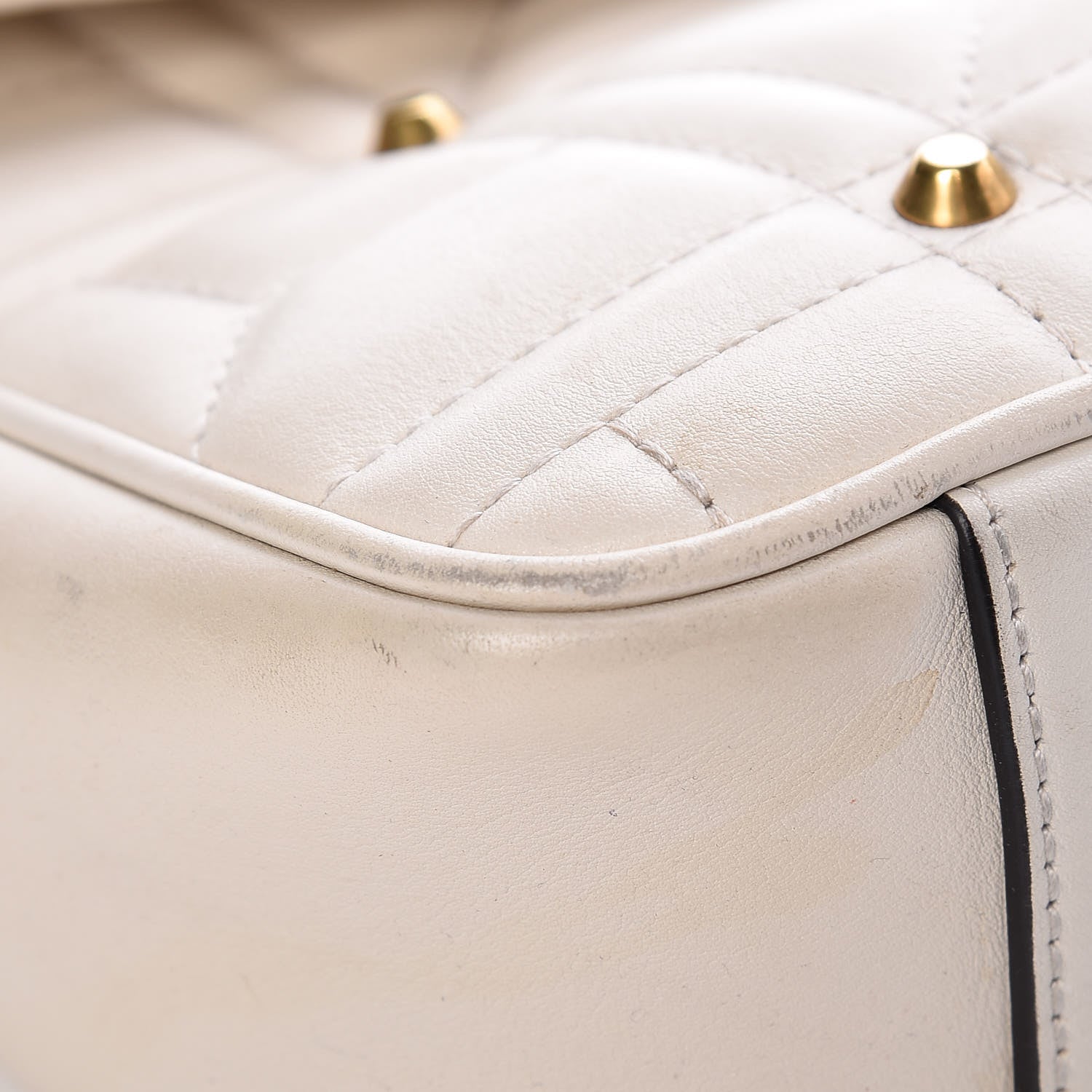 Gucci Calfskin Matelasse Studded Medium GG Marmont Shoulder Bag White 10 of 20
