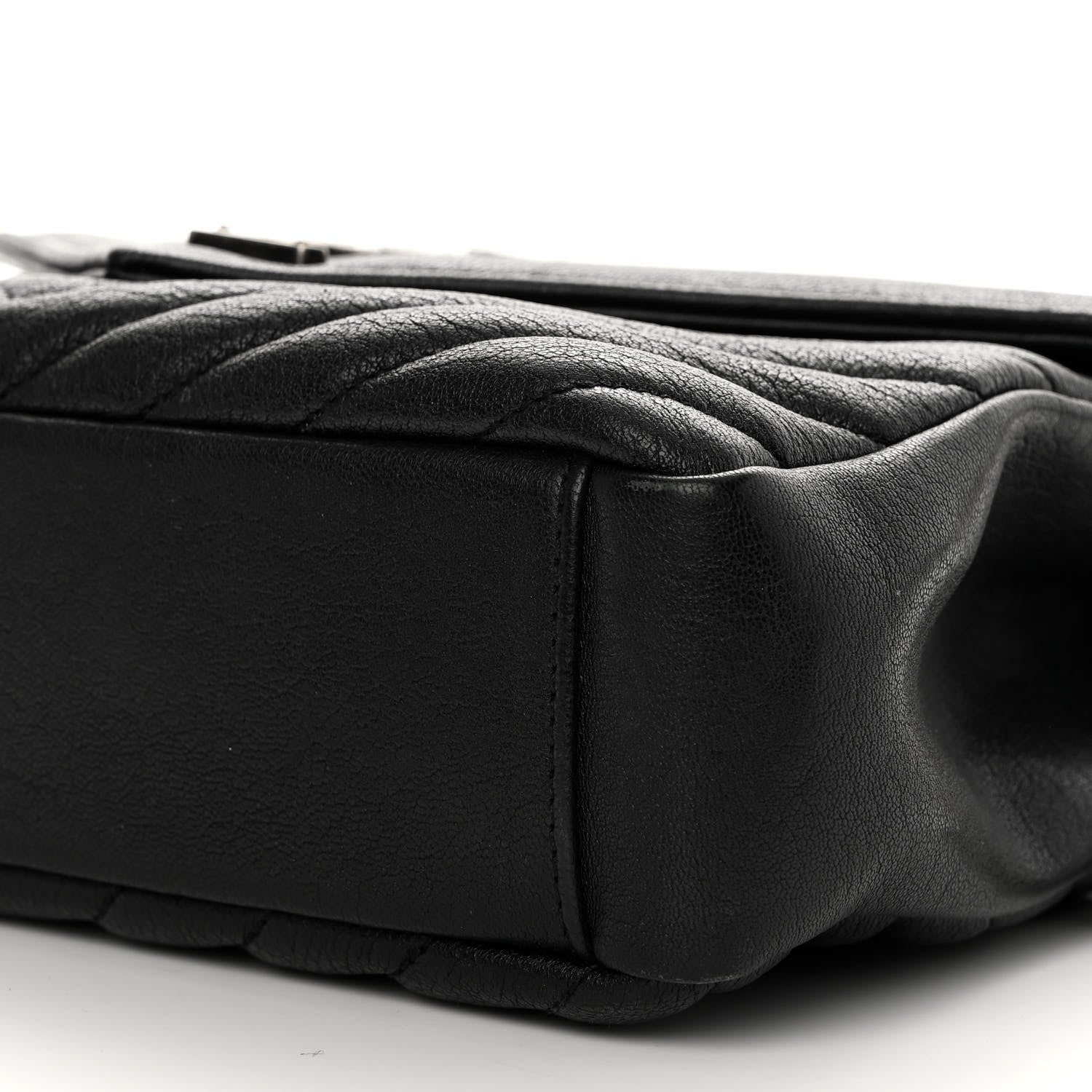 Saint Laurent Sheepskin Matelasse Chevron Monogram Medium College Bag Black 12 of 12
