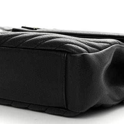 Saint Laurent Sheepskin Matelasse Chevron Monogram Medium College Bag Black 12 of 12
