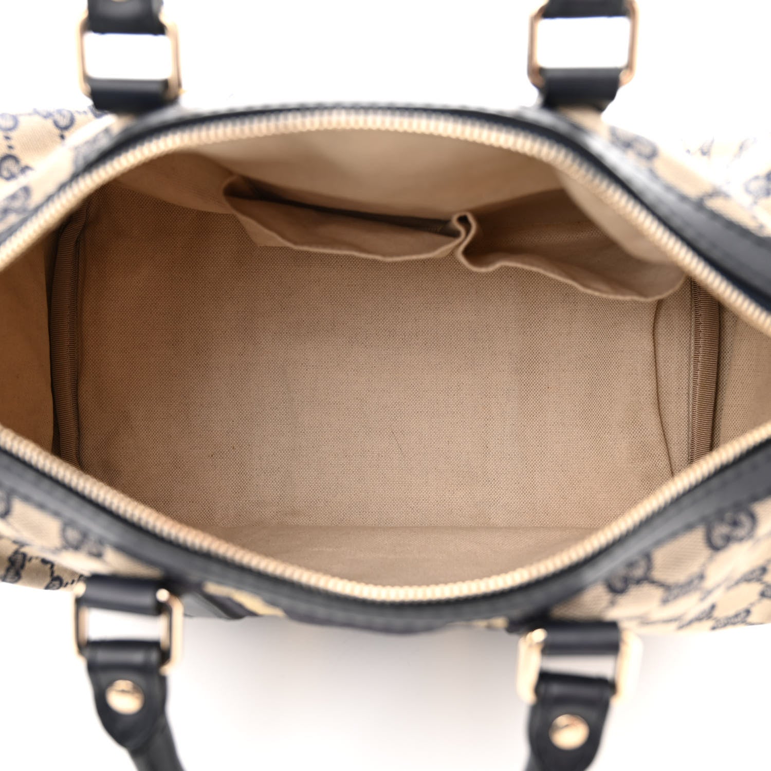 Gucci Monogram Vintage Web Medium Boston Gold Navy 5 of 11