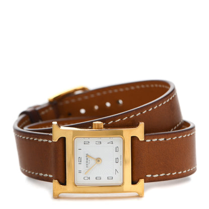 Hermes Stainless Steel Barenia 21mm Heure H Hour Double Tour Quartz Watch Fauve 2 of 5