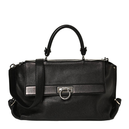 Salvatore Ferragamo Calfskin Sofia Gancini Satchel Black 1 of 12