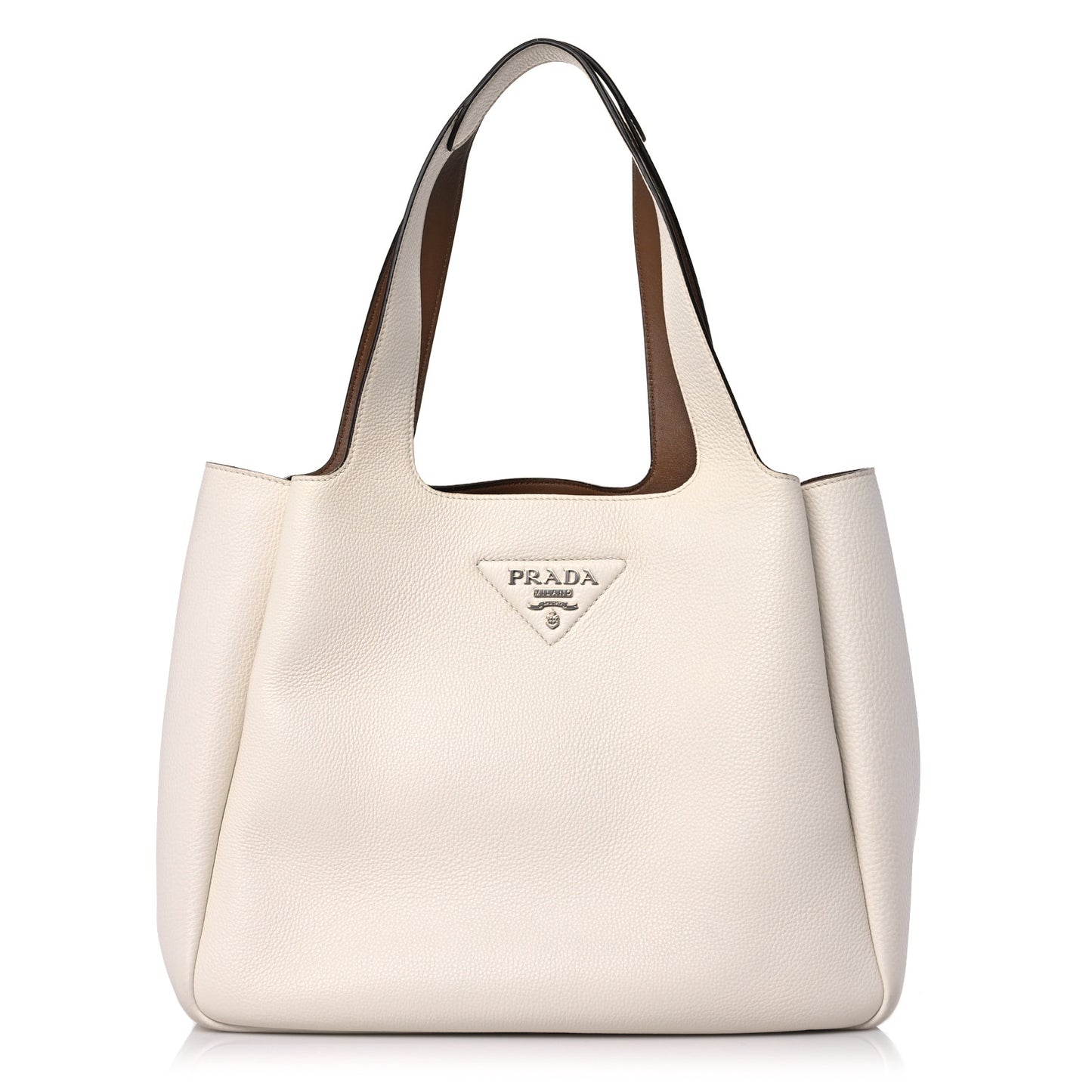 Vitello Daino Dynamique Tote White Caramel