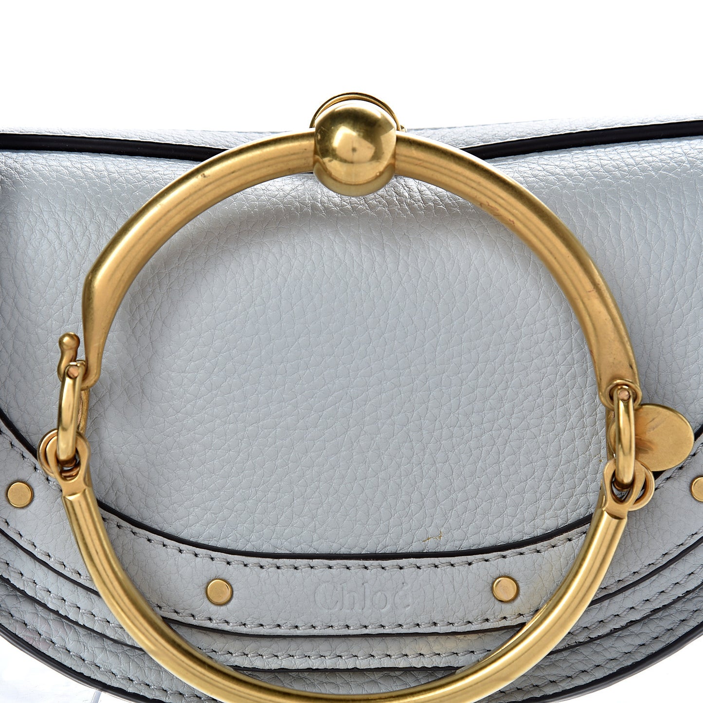 Calfskin Small Nile Bracelet Minaudiere Bag Airy Grey