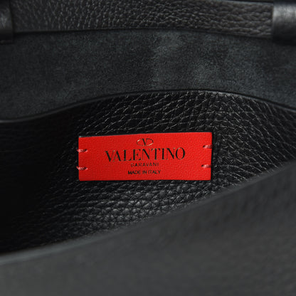 Valentino Garavani Pebbled Calfskin Small Rockstud Overlay Flap Shoulder Bag Black 6 of 9