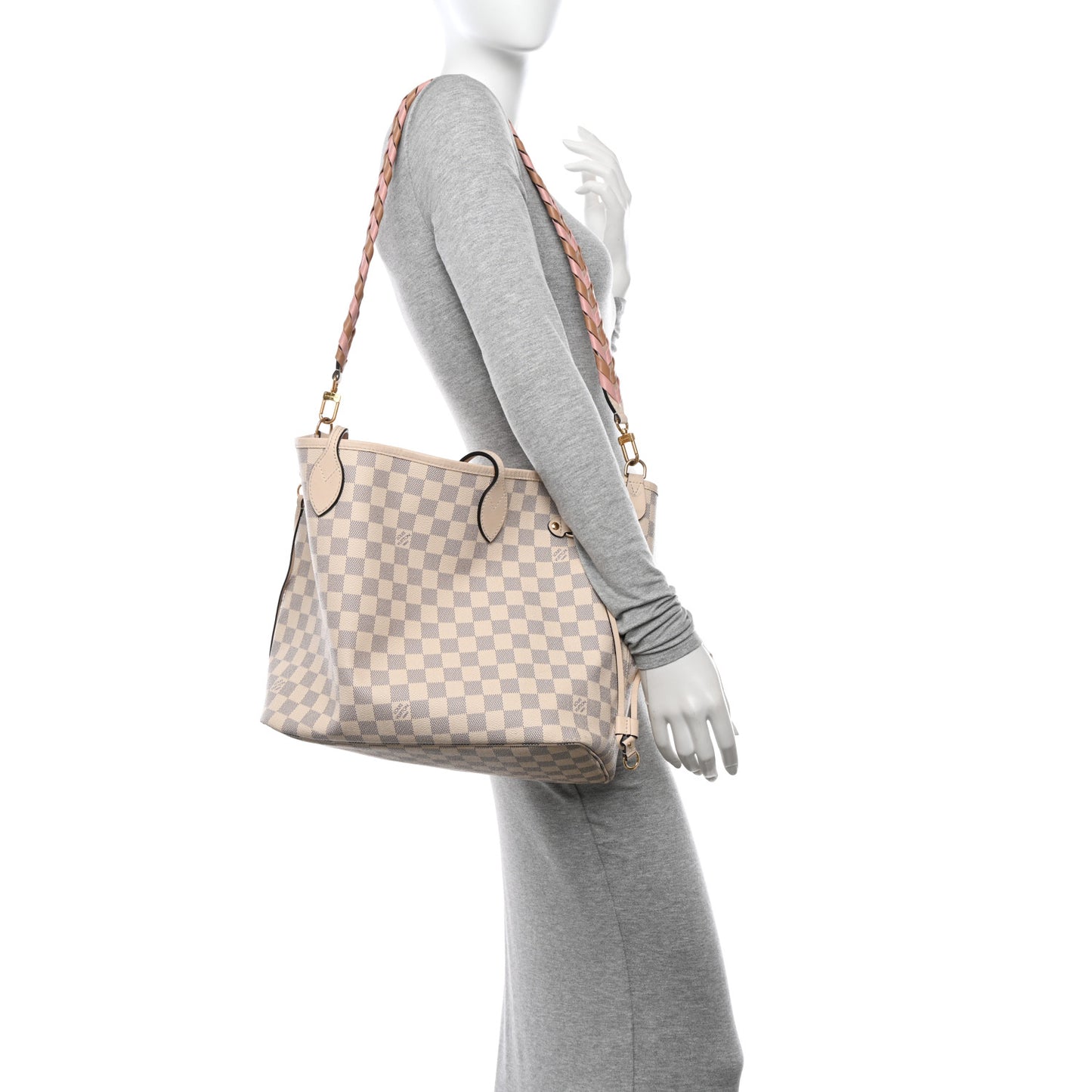 Damier Azur Braided Neverfull MM Pink