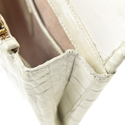 Nancy Gonzalez Crocodile Flap Clutch Wallet White 10 of 14