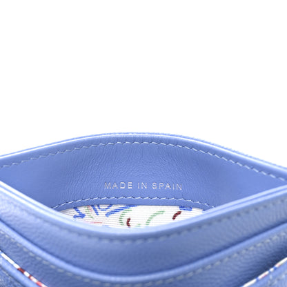 Chanel Caviar Quilted Ribbed Metal CC Card Holder Blue 7 of 8