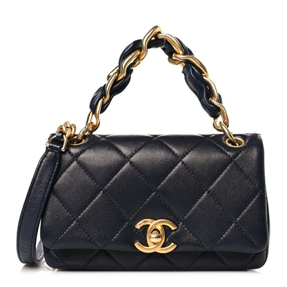 Chanel Shiny Lambskin Small Chain Is More Flap Navy Blue 1 of 9