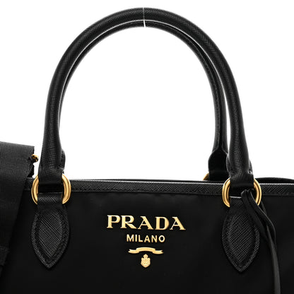Prada Tessuto Nylon Saffiano Small Tote Black 5 of 9