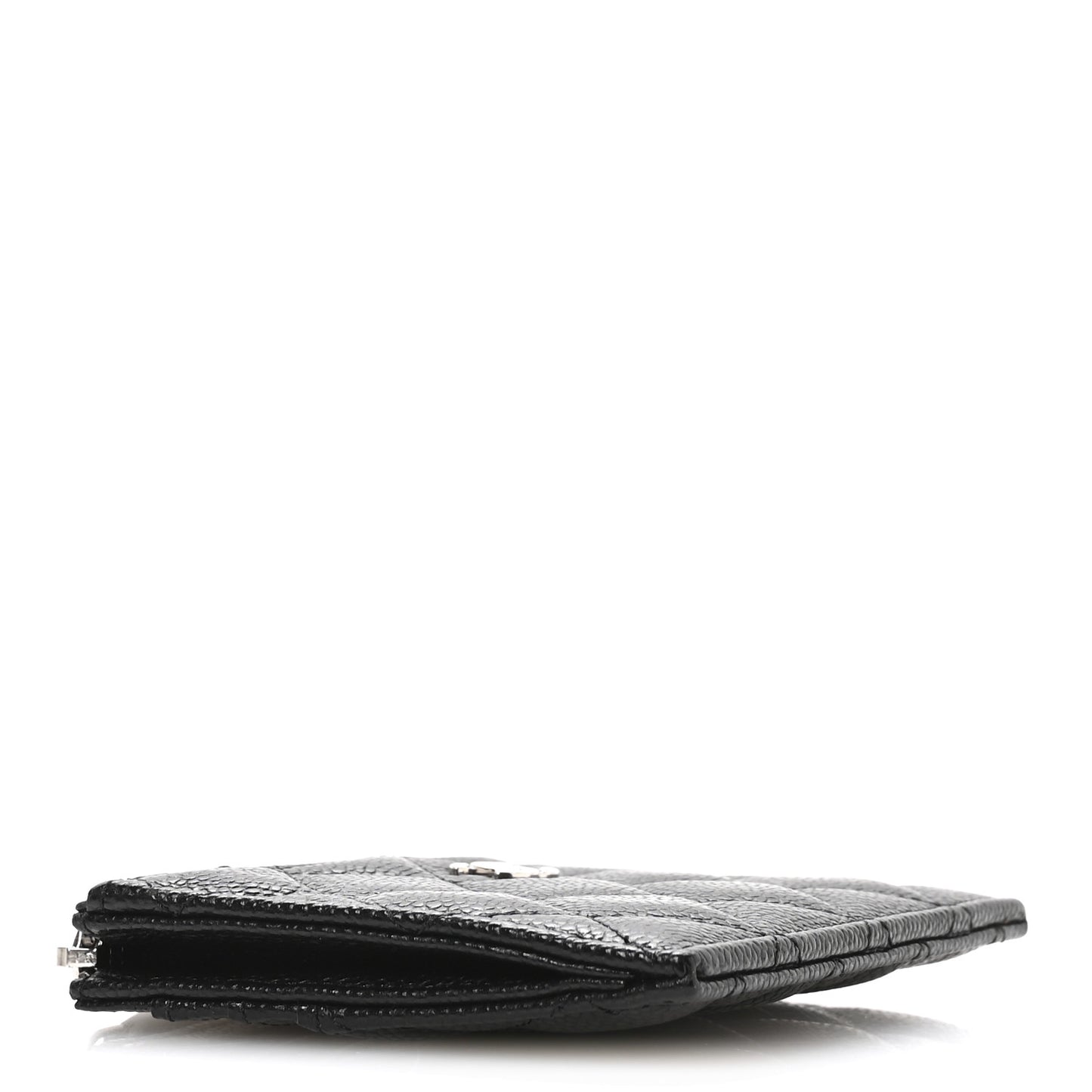 Caviar Quilted CC Zip Card Holder Black