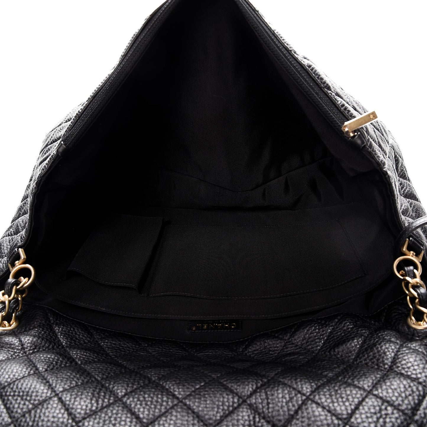 Calfskin Quilted XXL Travel Flap Bag Black