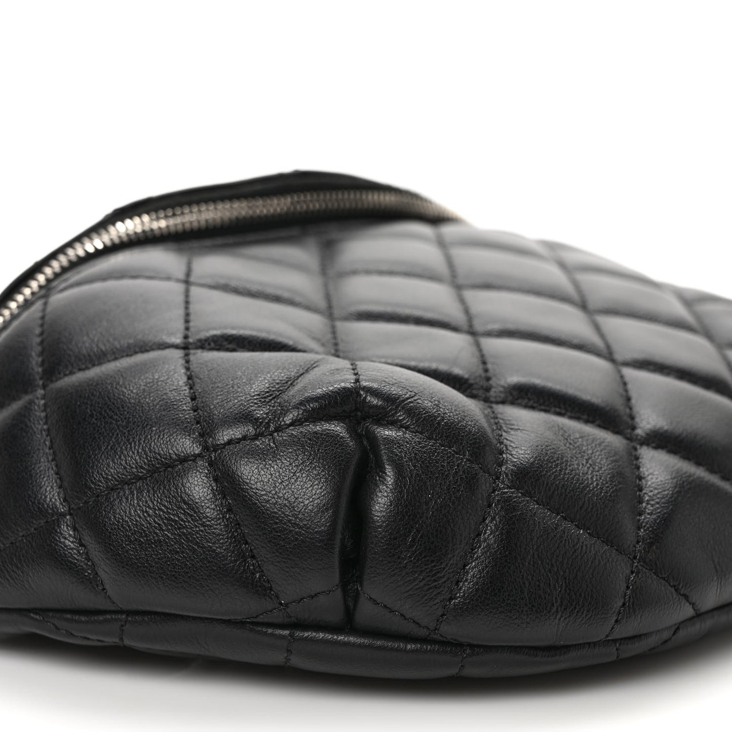 Calfskin Quilted Waist Belt Bag Black