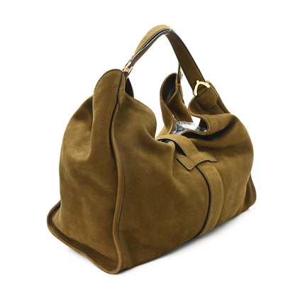 Gucci Nubuck Large Soft Stirrup Shoulder Bag Green 3 of 13