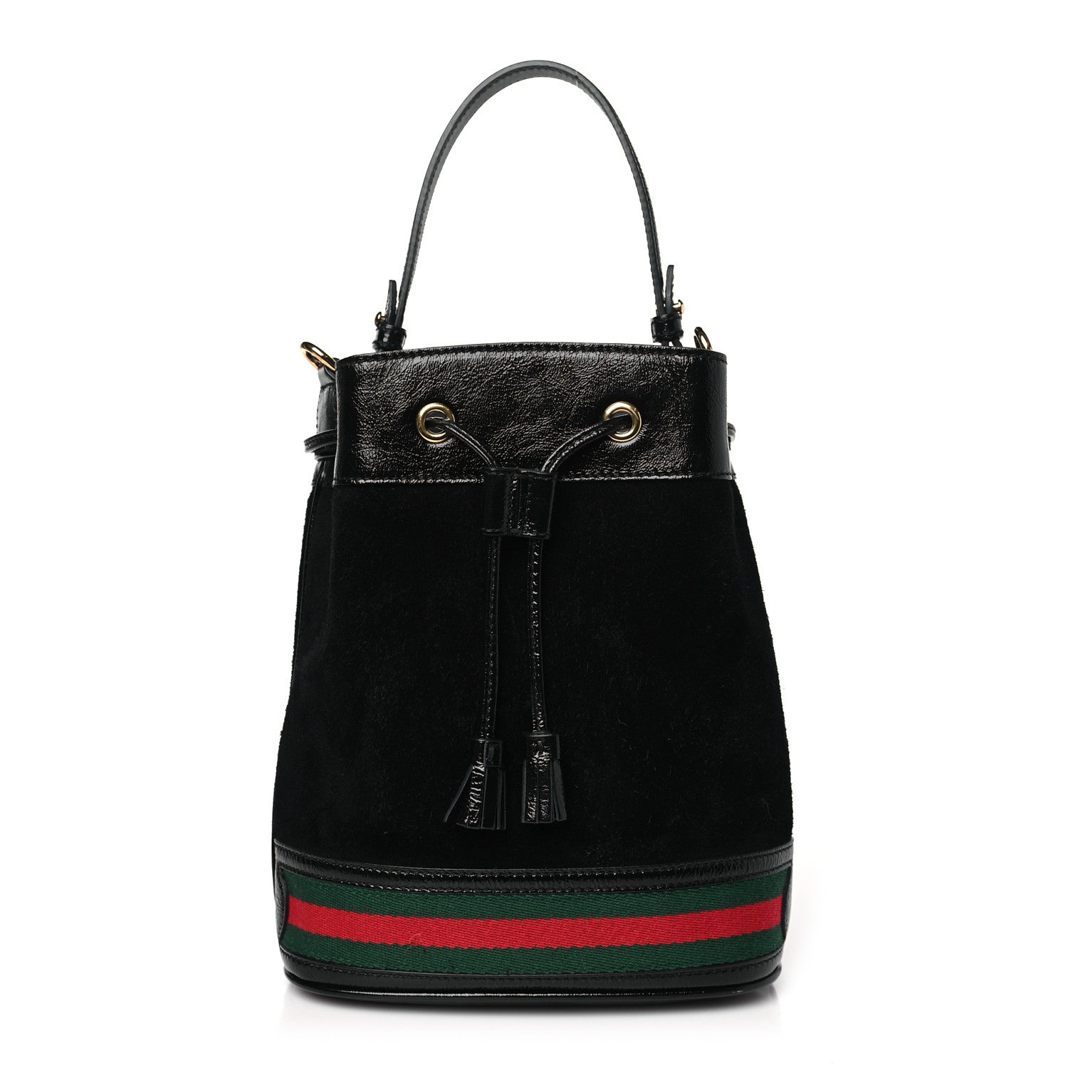 Gucci Suede Patent Web Small Ophidia Bucket Bag Black 1 of 10