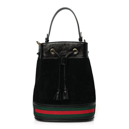 Gucci Suede Patent Web Small Ophidia Bucket Bag Black 1 of 10