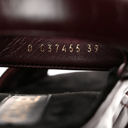 Chanel Shiny Calfskin Logo Platform Sandals 39 Burgundy 7 of 8