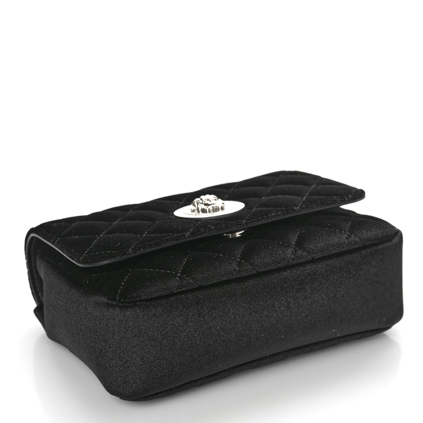 Velvet Quilted Icon Crossbody Bag Black