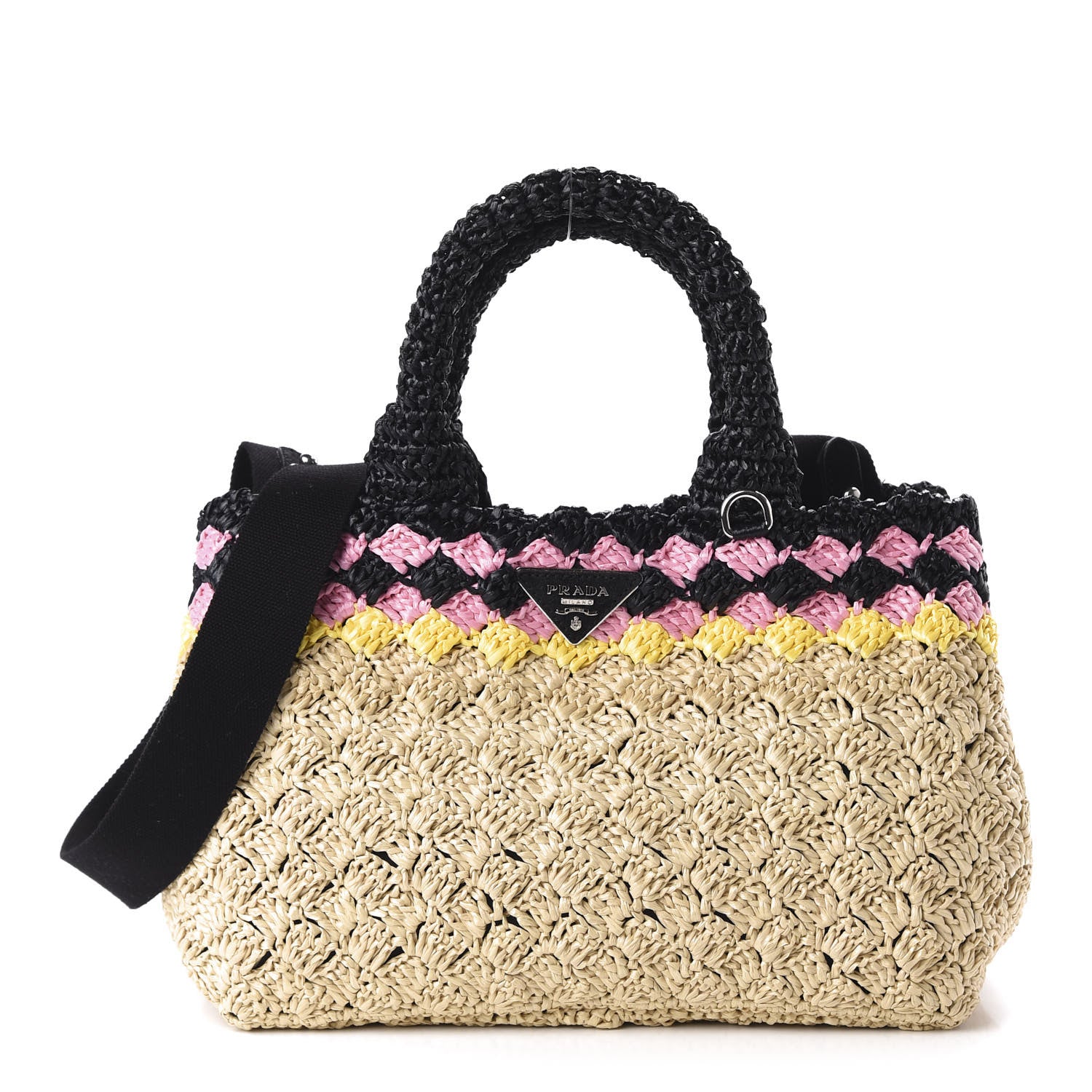 Prada Raffia Crochet Colorblock Giardiniera Tote 1 of 9